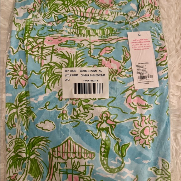 🆕 Lilly Pulitzer SEA VIEW LINEN BUTTON DOWN “Fresh Water” MSRP $168 NWT sz XL - Picture 6 of 8